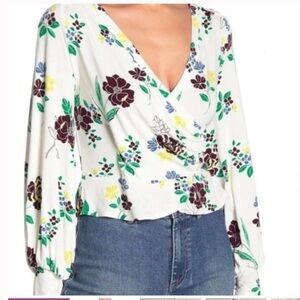 Free People Floral Wrap Saturday Night Top W-660 Sz XS
